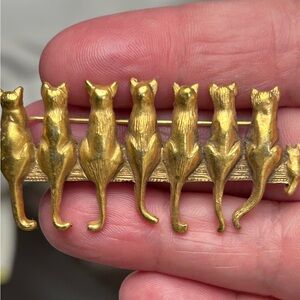 MFA Signed Kitten Brooch Museum of Fine Arts Boston 7 Cats 24k Gold Filled...